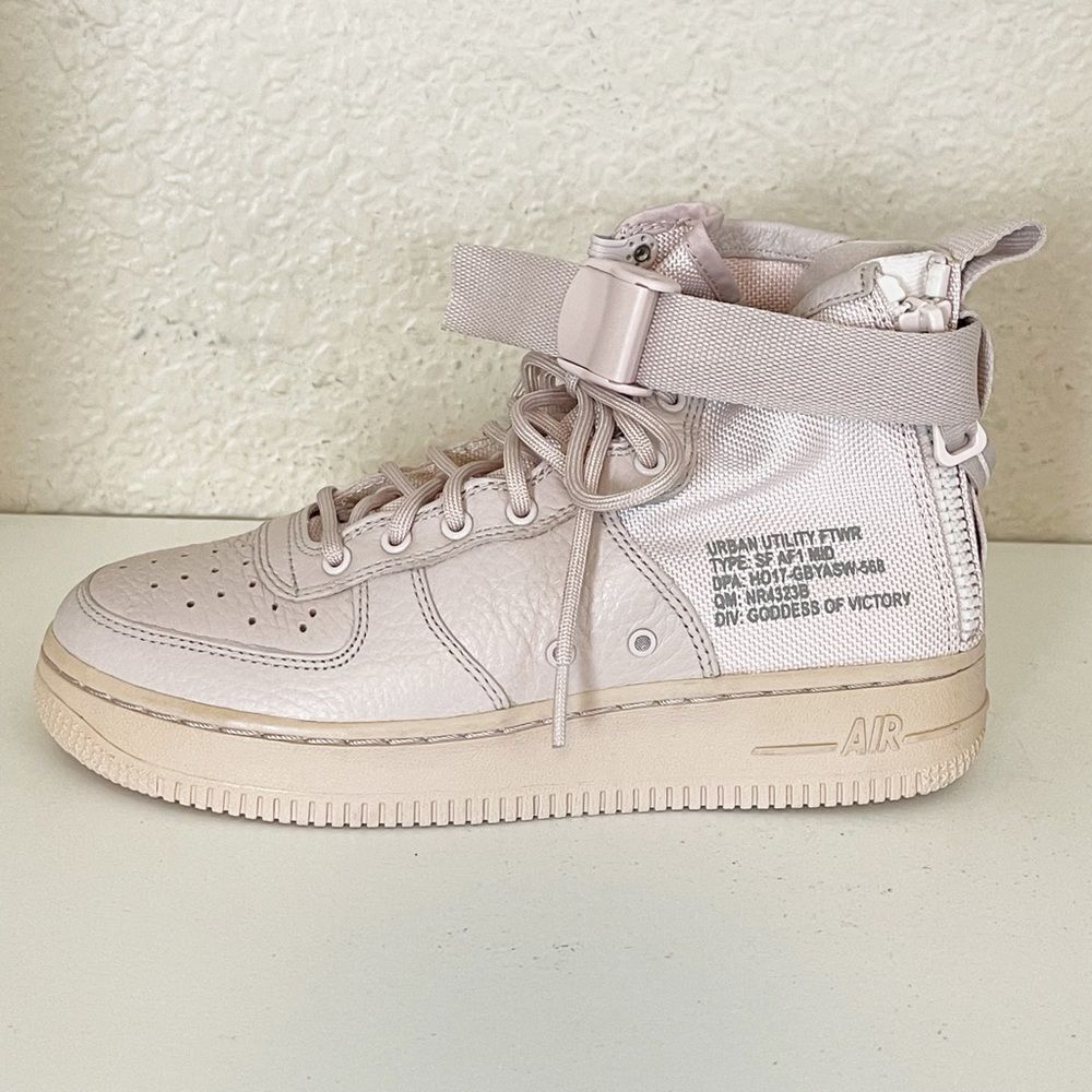 Nike Air Force AF1 pale pink hightop military sneaker shoes size 4.5Y - Picture 5 of 17